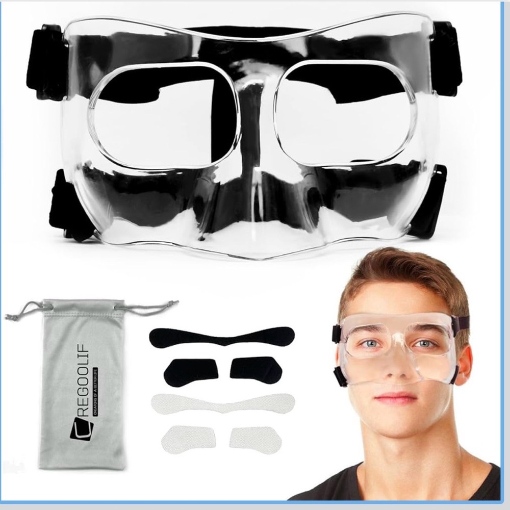 Sold‎ Adjustable Clear Nose Guard Face Protector for Basketball and Other Sports